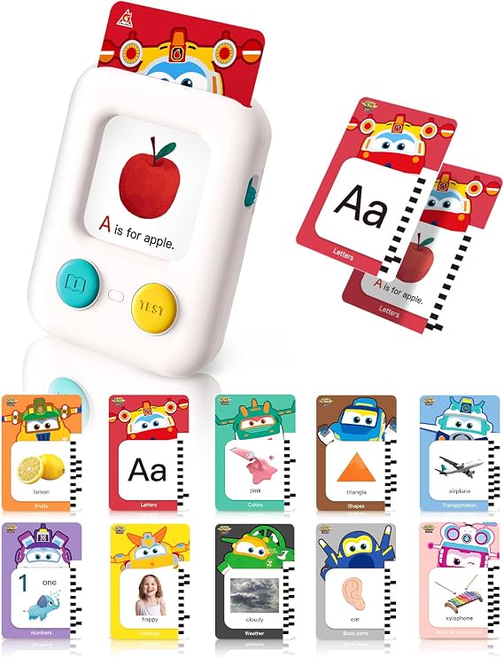 Super Wings Talking Flash Cards,106 Cards-212 Sides for Toddlers 3+ Years Old, Pocket Speech Therapy Educational Kindergarten Toys for Kids, Autism ABC English Learning Materials Montessori Toys