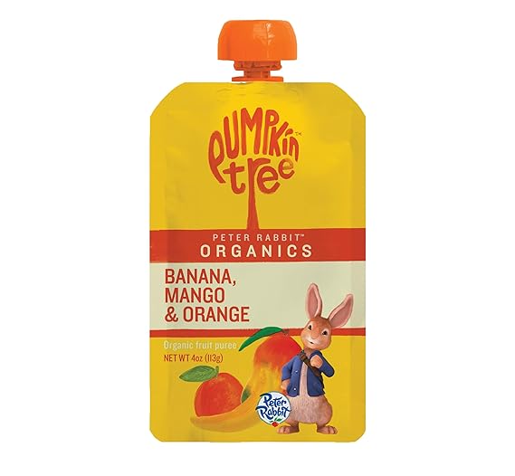 Pumpkin Tree Peter Rabbit Organics Baby Mango, Banana, and Orange, 4 oz