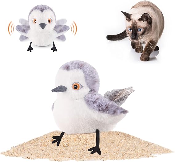 ألعاب القط Potaroma Flapping Bird ( لا تحلق ) ، شوكة Sandpiper شيراق ، لعبة القط الصغير المنشط باللمس القابل للشحن ألعاب تمارين القط التفاعلية لجميع السلالات Cat Kicker Catnip Toys 4.0"