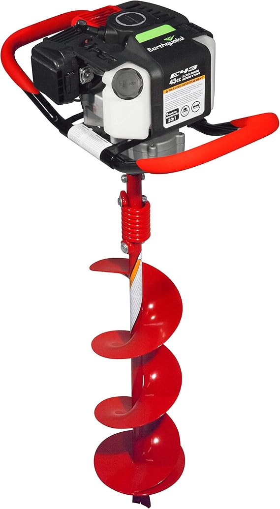 Earthquake E43 1-Person Earth Auger Powerhead، 43cc 2-Cycle Viper Engine، 30: 1 Transmission، Red or Black Auger Bit