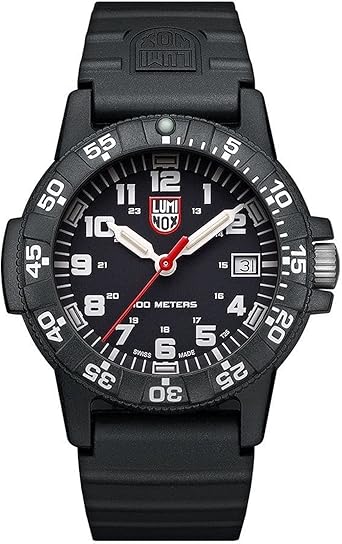 Luminox Leatherback SEA Turtle XS.0301.ساعة رجالي 39 مم - ساعة عسكرية باللون الأسود وظيفة التاريخ 100 م مقاومة للماء