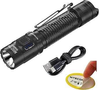 Nitecore MH12 Pro Tactical Flashlight ، 3300 Lumen USB-C Rechargeable Long Throw Compact EDC Duty Light with Holster Sticker   
