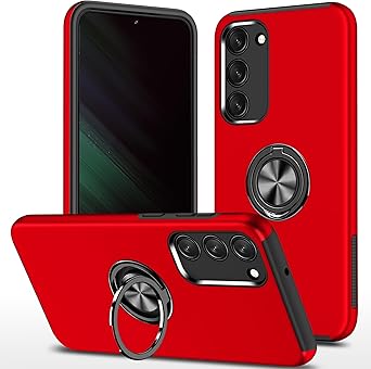 Dionsibei for Galaxy S23 Case for Samsung Galaxy S23 Case Military Grade Shockproof Built-in Ring Holder Kickstand Car Mount Armor Heavy Duty Protective Case for Galaxy S23 Phone Case (Red)