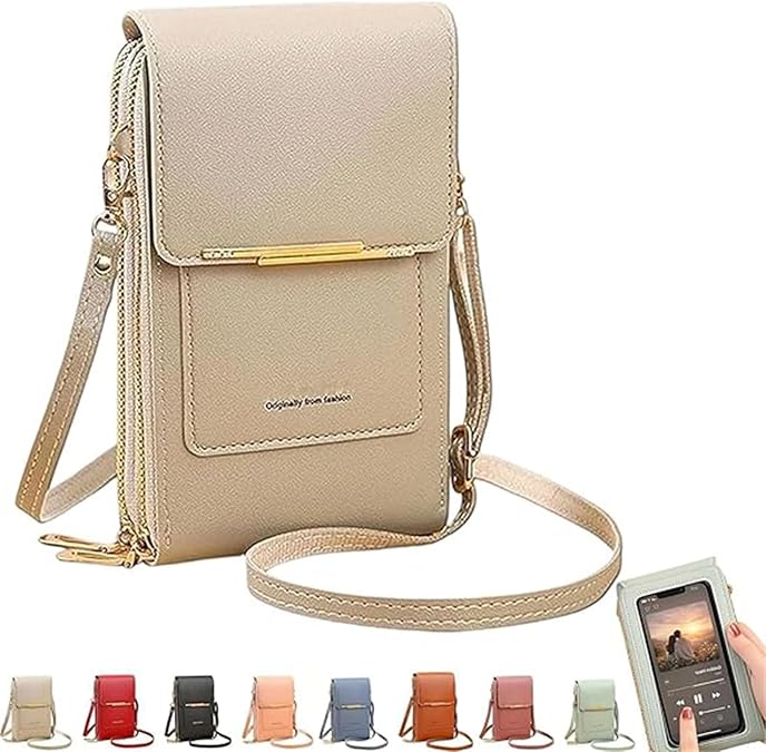 Touchscreen Crossbody Phone Purse for Women, Anti-Theft Leather Messenger Bag Rfid Block Mobile Phone Purse