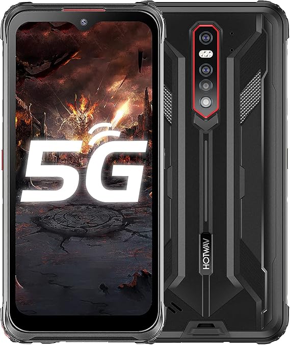 HOTWAV 5G Rugged Smartphone Unlocked,8280mAh Battery 6.3" FHD+ Screen 48MP Five Camera Cell Phone, 8G+128GB Android 11 IP68/IP69K Waterproof Rugged Phone Cyber 7 (Black)