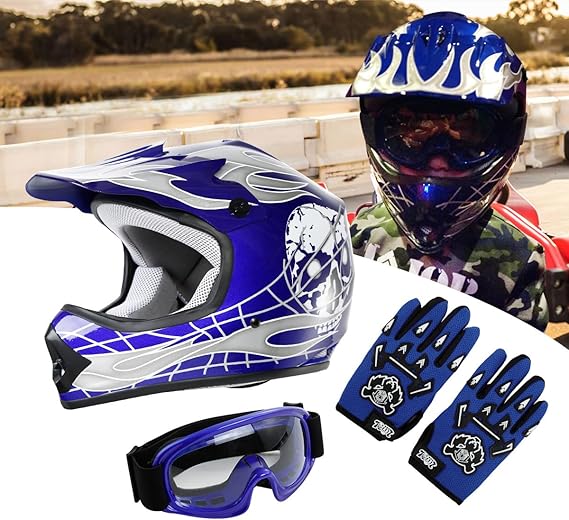 XFMT DOT شباب أطفال موتوكروس أوفرود ستريت ديرت دراجة خوذة W / نظارات قفازات ATV Mx Skull Helmet