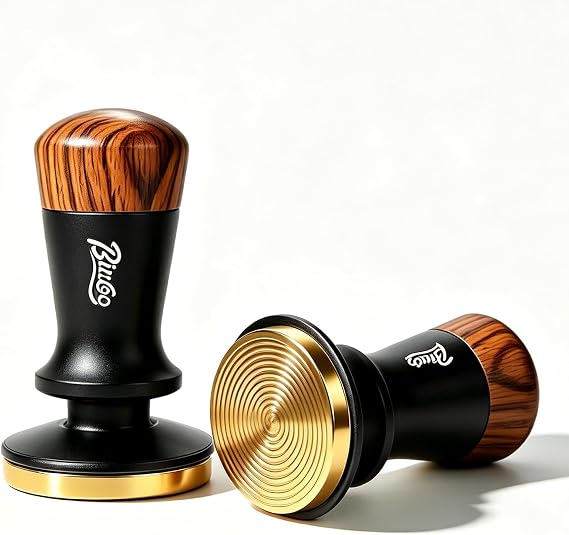 Bincoo 58mm Coffee Tamper Espresso Tamper Spring Loaded Espresso,Calibrated Consistent Pressure Coffee Tamper with Wood Handle, Professional Barista Tool for Espresso Machine(Black)