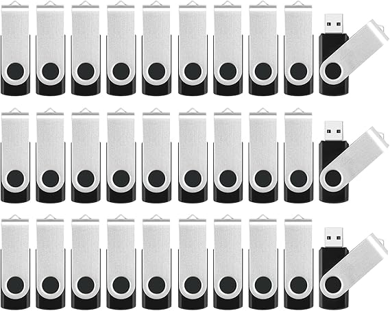 محركات أقراص فلاش كبيرة الحجم - محركات أقراص USB محمولة بسعة 4 جيجابايت، عبوة من 10 أقراص سوداء ومحرك أقراص USB محمول بسعة 2 جيجابايت، عبوة من 20 قرص أسود، محرك أقراص USB محمول بسعة 2.0 بوصة، محرك أقراص Zip Drive، عبوة متعددة لتخزين البيانات ونقل الصور والنسخ الاحتياطي