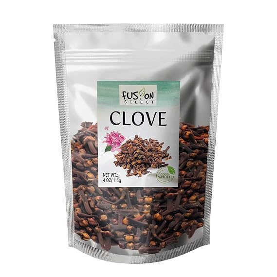 Fusion Select 4 Oz قرنفل كامل - براعم قرنفل كاملة طازجة وطبيعية مجففة لتوابل وطهي الطعام، خلطات التوابل، الشاي، مجففات، كرات بوماندر، العلاجات المنزلية - توابل موافق للشريعة اليهودية، نباتية، غير معدلة وراثيًا