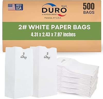 Duro 2 # أكياس الفشار الأبيض 500-كونت، السائبة أكياس الورق الأبيض الصغيرة للحلوى، الكوكيز، الوجبات الخفيفة & يعامل، Dubl Life SOS Paperbag - 4.31 × 2.43 × 7.87 بوصة