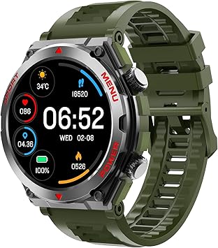 Smart Watch with Phone Function, Make/Answer Call AI Voice Control, Smartwatch with 28 Sport Modes Pedometer Fitness Watch for Android and iOS Phones Men Women Round, Green