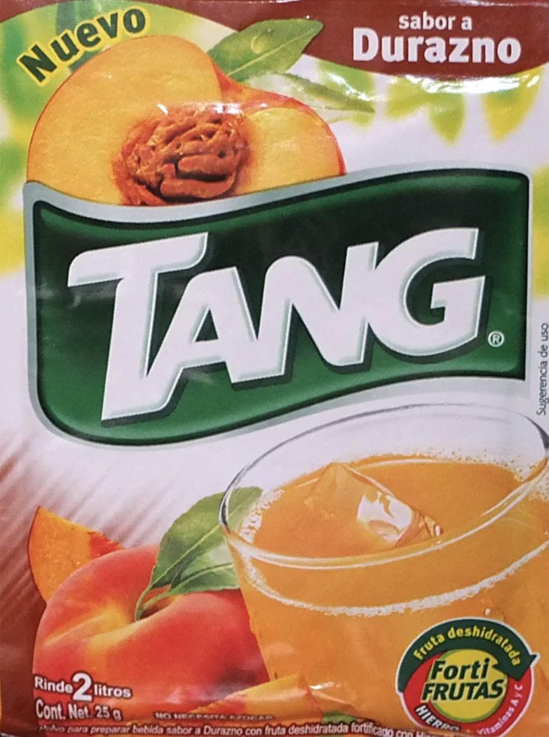 عام Durazno Peach TANG لا حاجة للسكر يجعل 2 لتر من مشروب ميكس 12 حزمة من قبل تاجر الحدود