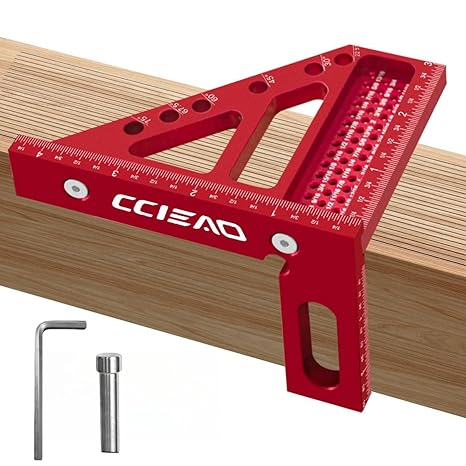3D Multi-Angle Carpenter Square Scriber, Inch | 22.5-90 Degree Drawing Line Ruler, With Pin, High Precision Woodworking Square Protractor