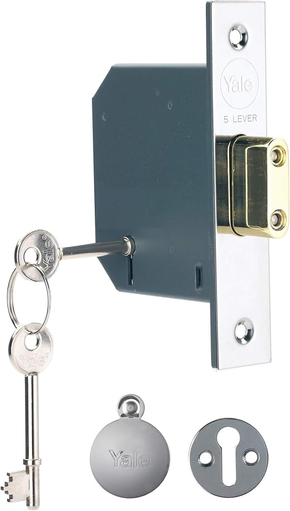 Yale B-BSDL-3.0-CH المعيار البريطاني 5 Lever Mortice Deadlock، 3 Inch / 76 mm، Chrome Finish