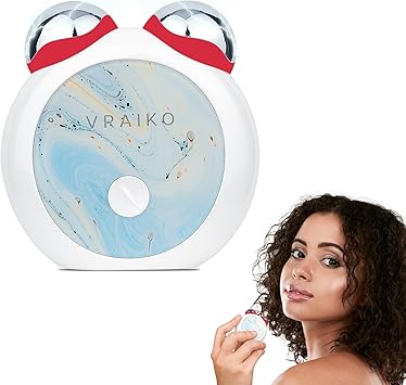 جهاز VRAIKO MiniCub Microcurrent Facial للمبتدئين، أداة نحت وتقوية خط الفك مع موجات لطيفة لرفع الوجه وتحديد الذقن المزدوجة، Mini True Beauty Glow Home Skin Care