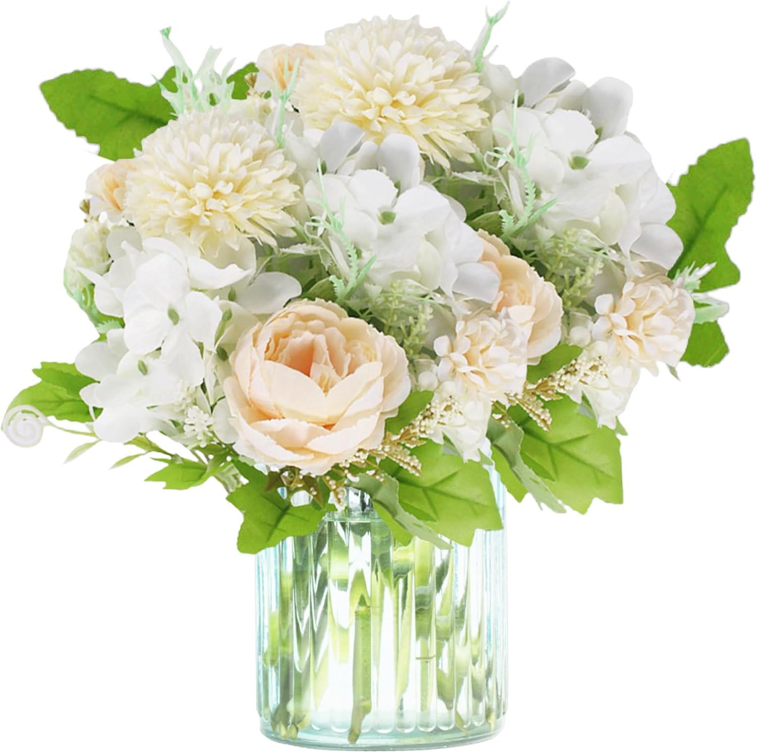 White Artificial Flowers with Stems Leaves Fake Flower Home Decoration Floral Arrangements for Wedding Office Table Window Living Room Bedroom Party 1013
