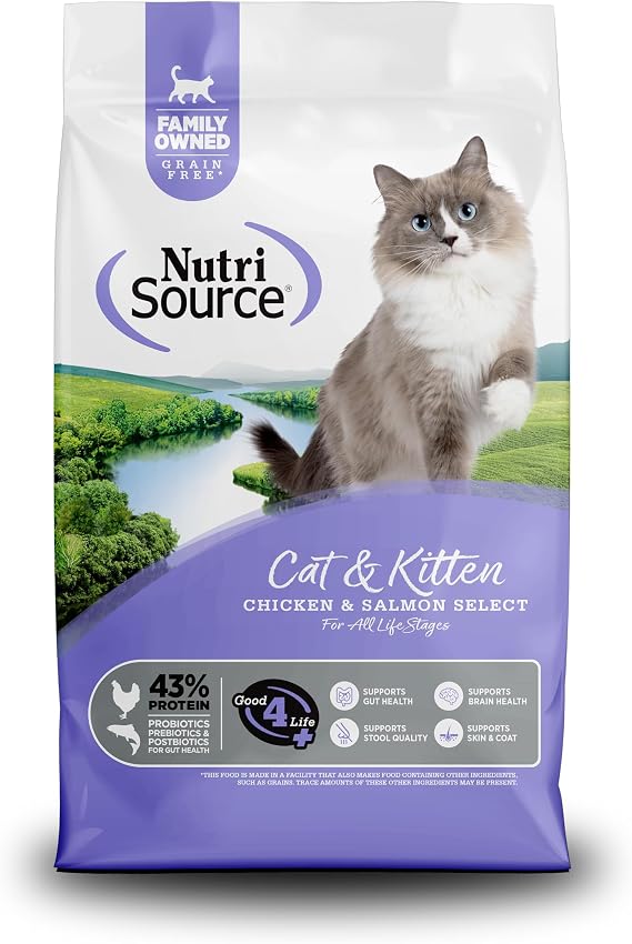 NutriSource Grain Free Cat & Kitten Chicken & Salmon Select, 12LB (Pack of 1)