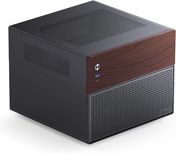 JONSBO N4 Black NAS Pc Case، Walnut Wood، 8-Drive Bay / 6 * 3.5 "HDD (4 مبادلة ساخنة، 2 غير مبادلة ساخنة)، 2 * 2.5SSD، Micro ATX Chassis، USB3.2Gen2Type-C, 1x120mm مروحة مدمجة ، أسود