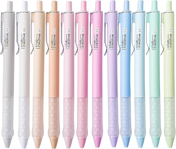Gel Pens, 0.5mm Fine Point Smooth Writing Pens, Pastel Pens Black Ink 12 Count Pens Set, Pretty Pens for Office, School, Journaling, Writing