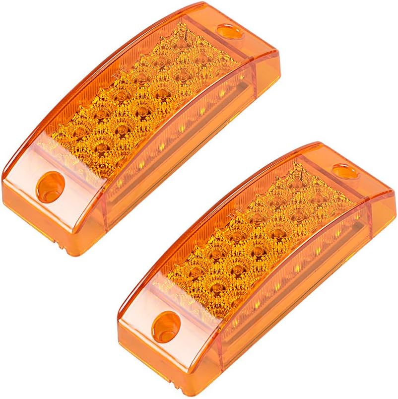 Astra Depot 2pcs Amber 21-LED Rectangle Side Marker Clearance Signal Light Truck Trailer RV Bus Lorry 12V