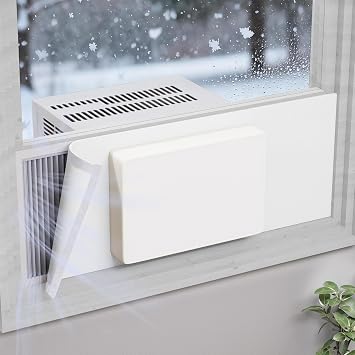 GCGOODS Surround Sealing Window AC Cover, 16.5" x 12" Window Air Conditioner Cover for Indoor, Full Coverage Block Draft, Windproof Insulated Material for Winter, Fit Max 41" Wide Window, White
