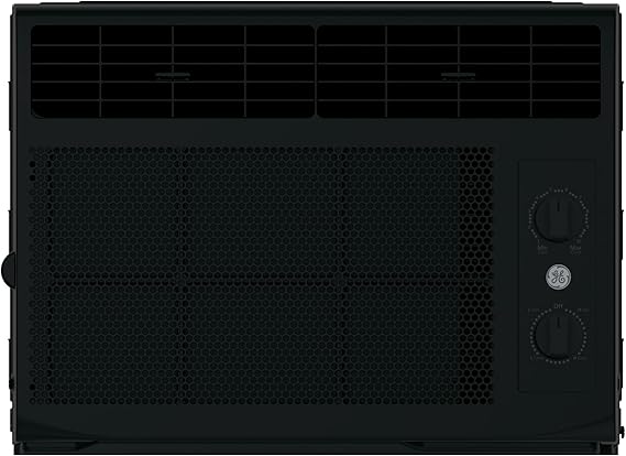 GE 5,000 BTU Black Window Air Conditioner for Room, Compact AC Unit Cools Small Rooms up to 150 Sq Ft, Mechanical Controls, 115V, Easy Install Kit