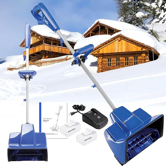 24V-SS11-XR Cordless Snow Brush/Snow Blower, Electric Snow Shovel, Cordless Snow Shovel Kit (11 Inch Clearing Width, Including 4.0 Ah Battery and Charger), for Patio Deck Driveway,2Battery