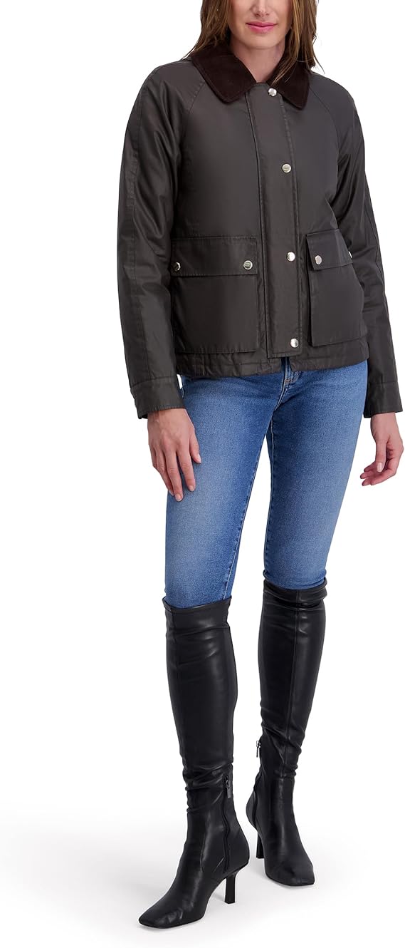 kensie Women's Outerwear Waxed Cotton Barn Jacket
