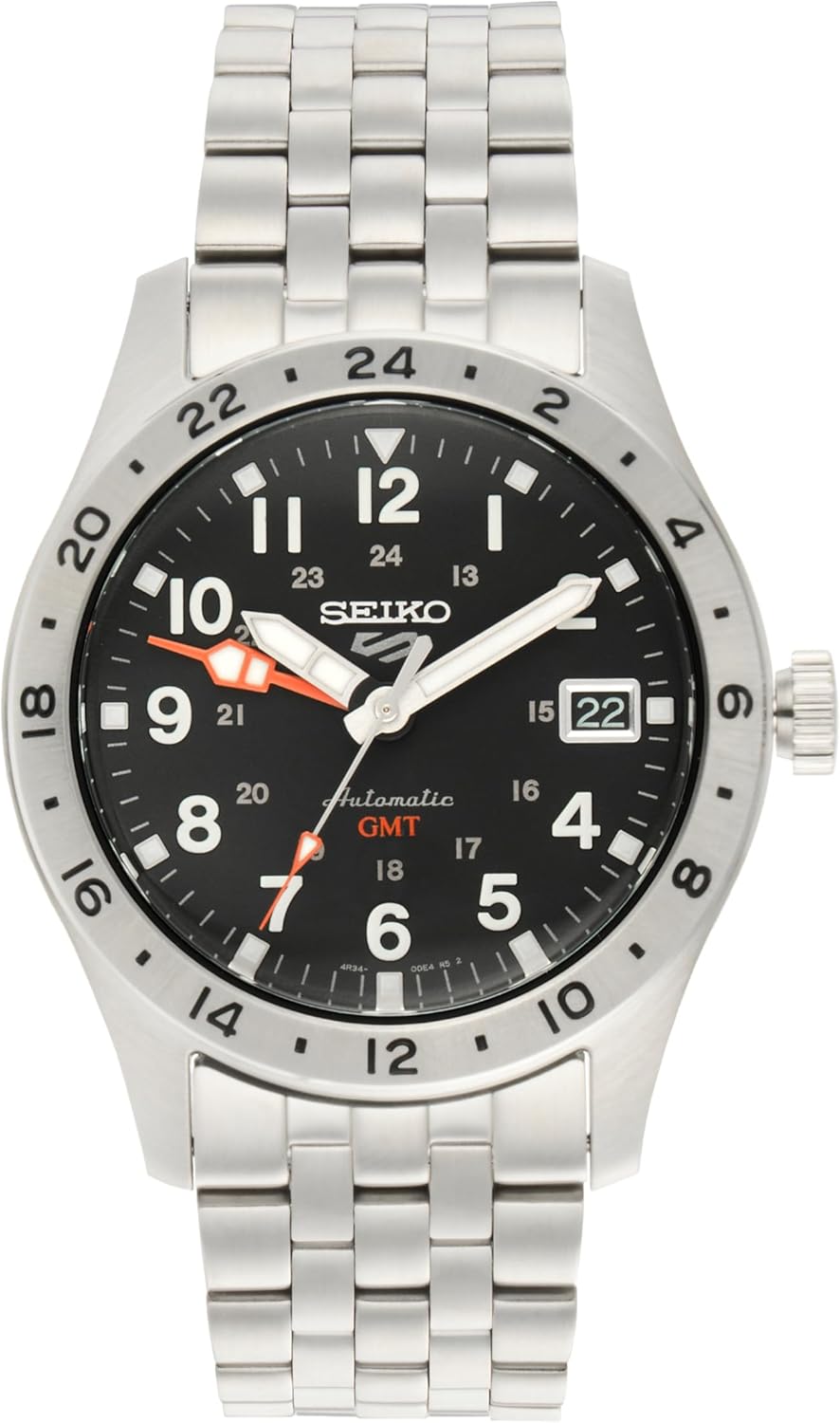 ساعة Seiko 5 GMT من الفولاذ المقاوم للصدأ SSK023K1 للرجال