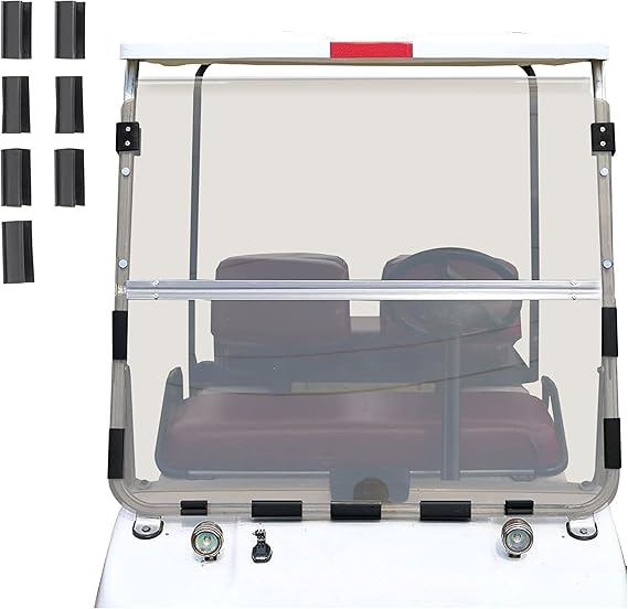 زجاج أمامي ملون ECOTRIC متوافق مع الزجاج الأمامي القابل للطي لسيارة Club Car DS Golf Cart طراز Smoke Style موديلات 1982-2000.5