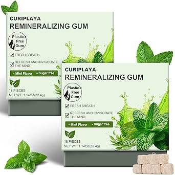 Remineralizing Chewing Gum with Hydroxyapatite, Xylitol - Enamel Protection, Fresh Breath Oral Health, No Aspartame, Dyes, Gluten, Sugar Free, Natural Xylitol Gum - Mastic Mint 4 Pack