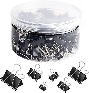 SANNIX 110 PCS Binder Clips أحجام متنوعة ، X كبيرة ، كبيرة ، متوسطة ، صغيرة ، صغيرة و صغيرة ، مشابك ورق لمدرسة Office Home School