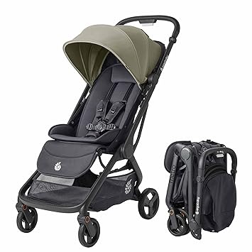 Ergobaby Metro 3 Baby Stroller for Newborns, Infants, and Toddlers - Travel Stroller with One-Hand Fold, Near-Flat Recline, Adjustable Handlebar - Soft Olive