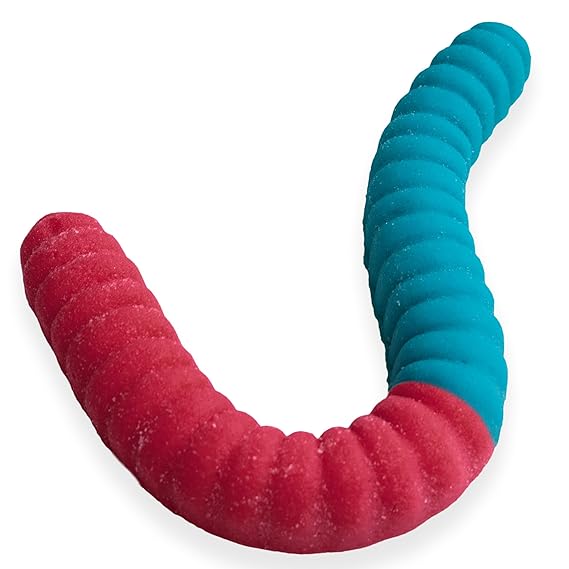 دودة الصمغ العملاقة الحامضة - حلوى الصمغ 2 جنيه كبيرة مع نكهة طنجة كبيرة من حلوى GGB ( Cherry / Blue Raspberry )   