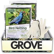 2X Greenscapes 14 ft. L X 14 ft. W 1 pk Bird Netting Bundle with Work Gloves Protects Plants and shrubs from Birds and Wildlife; Reusable and Easy to Install Gift Set (3 Items)