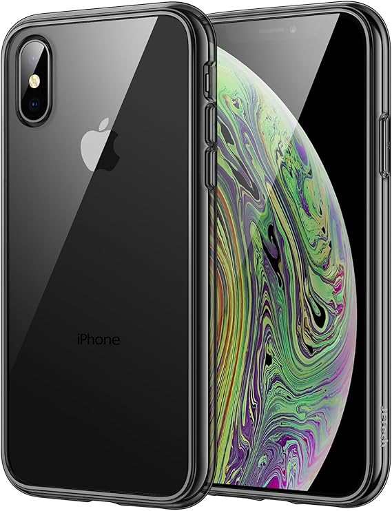 JETech Case for iPhone Xs و iPhone X 5.8-Inch ، غطاء مصد الهاتف المقاوم للصدمات ، مقاومة للخدش Clear Back ( Black )   