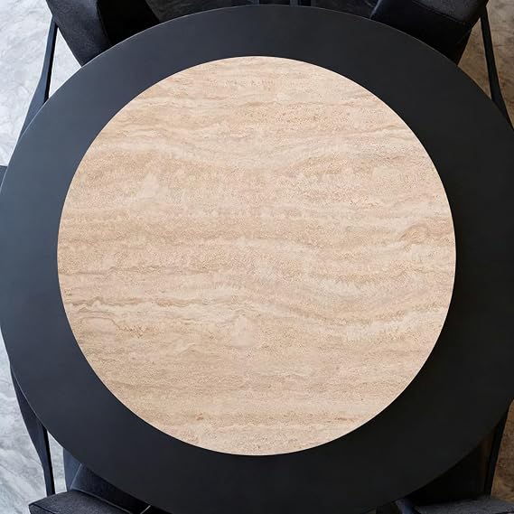 24" 28" 32" 36" 40" Round Sintered Stone Turntable for Table Top, Large Marble Lazy Susan Silent Rotating Serving Tray for Dining Table Kitchen(Beige,28inch(70cm))