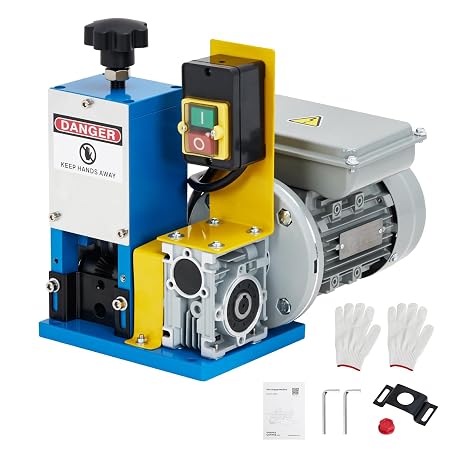 370W Automatic Electric Wire Stripping Machine 1.5-25mm (0.06"-1") Range, High-Speed 60ft/min 11 Channels, 10 Alloy Steel Blades Manual/Auto Operation, Portable For Scrap Copper Cable