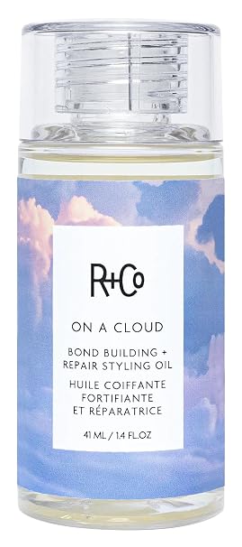 R+Co On a Cloud Bond Building Repair + Styling Oil - زيت شعر خفيف الوزن خالٍ من السيليكون للتحكم في التجعد واللمعان والحرارة والحماية من الأشعة فوق البنفسجية - يقوي ويصلح جميع أنواع الشعر - 1.4 Fl Oz/41 مل