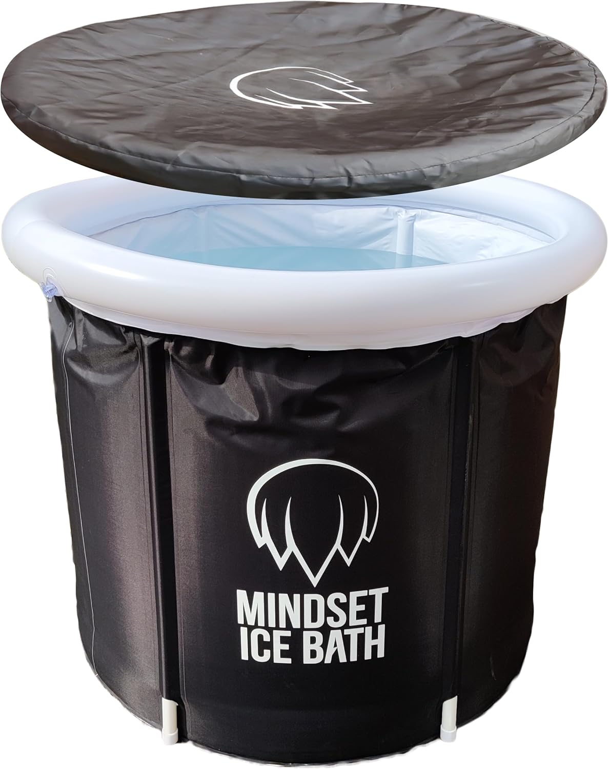 MINDSET Ice Bath: حوض استحمام جليدي في نهاية المطاف للتعافي والتأمل. يشمل الغطاء ومقياس الحرارة. حوض استحمام قابل للنفخ ومحمول حمام ثلج خارجي للكبار