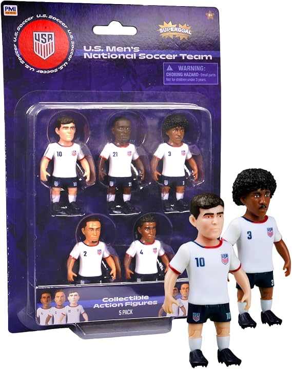 PMI Collectibles World Cup Soccer Figures Mystery 5 Pack Blister All-Stars Official Football Player Mini Figures, Surprise Soccer Collectible Toy Set for Fans & Kids