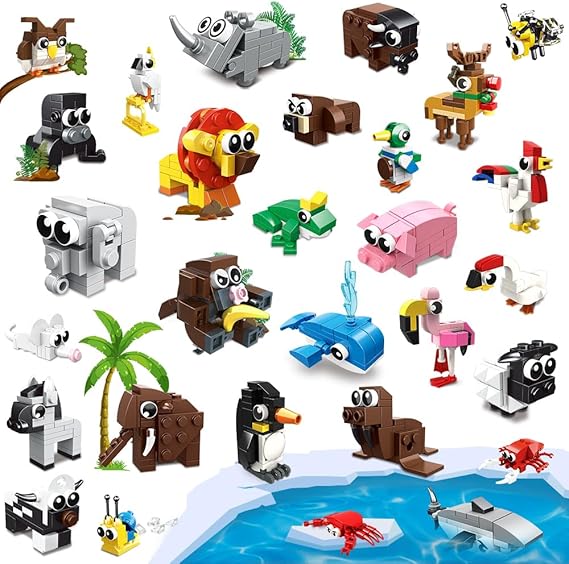 HOGOKIDS 30 Packs Party Favors for Kids - 867PCS Mini Animal Building Blocks Sets for Classroom Prizes Goodie Bag Fillers Valentines Easter Gift Exchange for Student Boys Girls Ages 6+