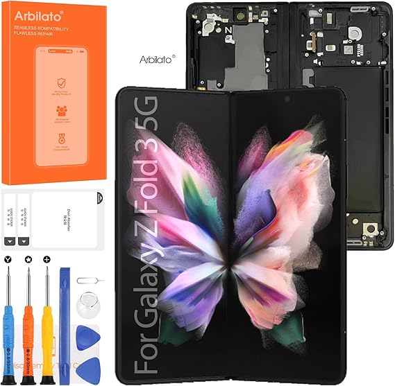 Original Screen for Samsung Galaxy Z Fold 3 Inner Foldable Screen Replacement for Samsung Z Fold 3 5G LCD Screen SM-F936B Display Touch Screen Digitizer Assembly with Frame (Black)