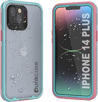 علبة صغيرة لجهاز iPhone 14 Plus مقاوم للماء [ سلسلة أكوا ] [ سليم صالح ] [ IP68 معتمد ] [ مقاوم للصدمات ] [ مقاوم للقمامة ]") [ Clear Pink ]   
