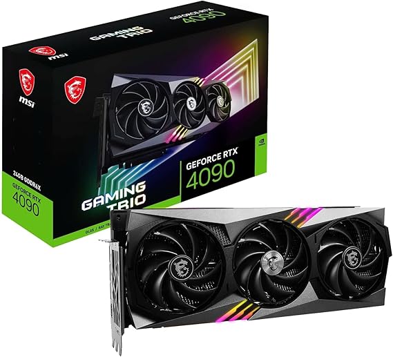MSI Gaming GeForce RTX 4090, 24GB GDRR6X, 384-Bit, Extreme Clock: 2535 MHz, HDMI/DP Nvlink Tri-Frozr 3 Ada Lovelace Architecture Graphics Card (RTX 4090 Gaming Trio 24G)