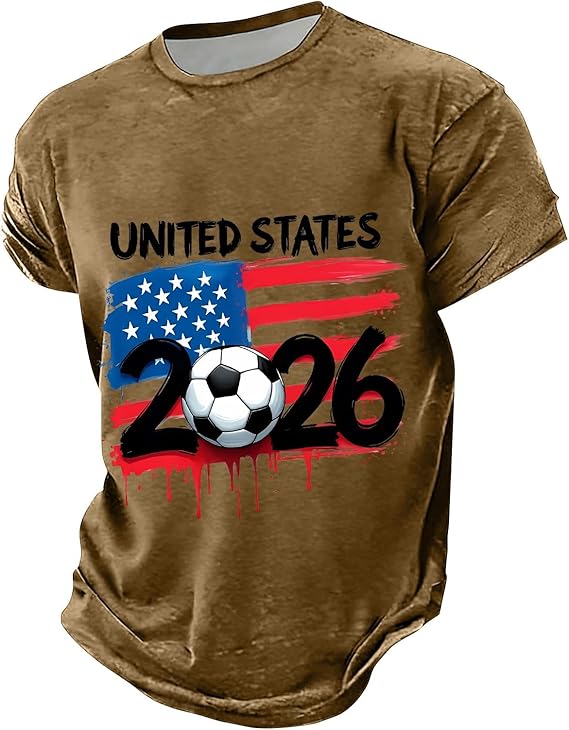 Soccer Cup 2026 Jerseys Shirts for Men Casual Graphic Crew Neck American Flag USA Team Fans Spirit Shirts