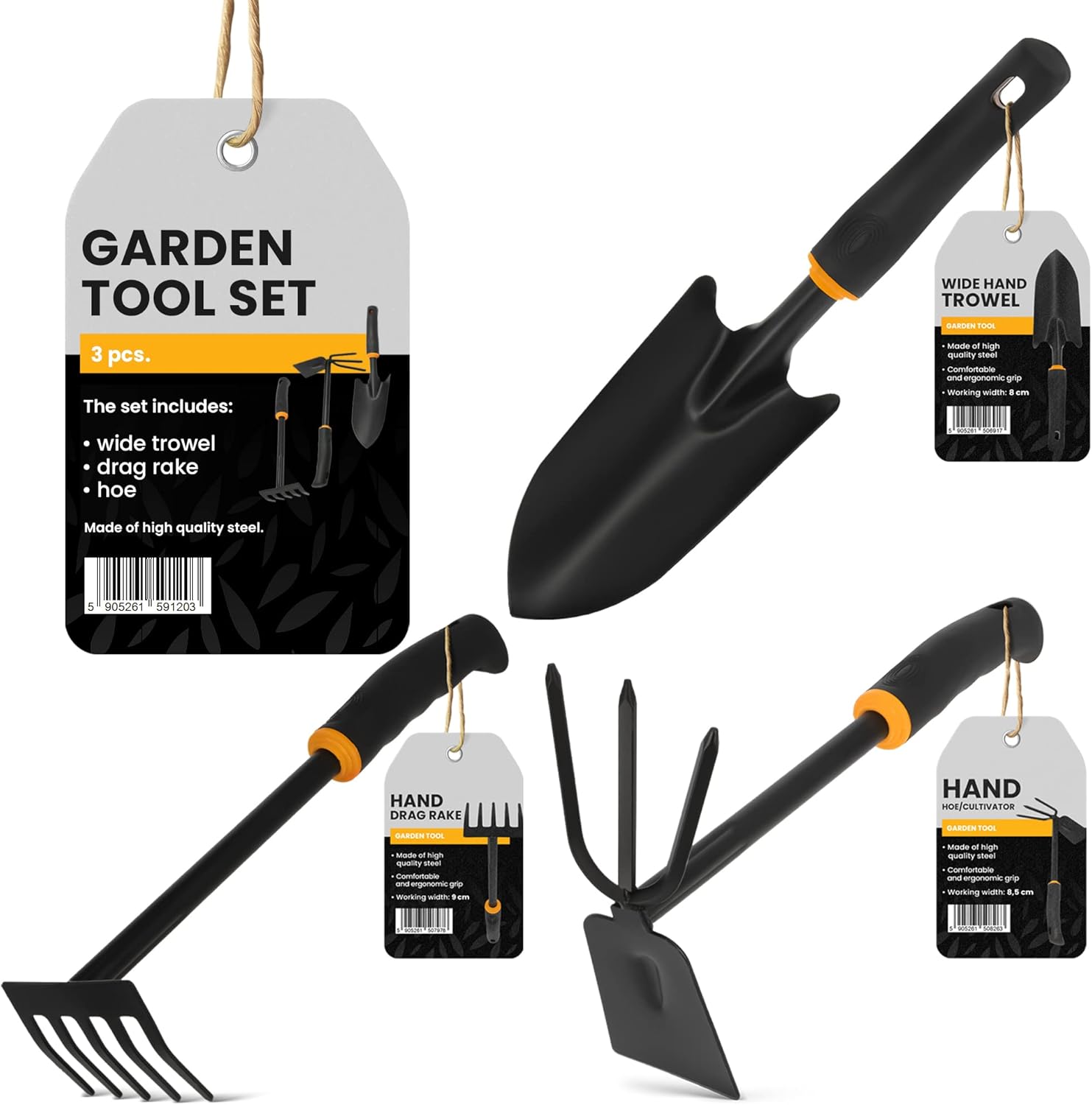 Garden Tool Set 3 Pieces Garden Shovel Small Rake Double Hoe Small Appliance Set Garden Care Plant Potted Flowers Gardening Hand Tools