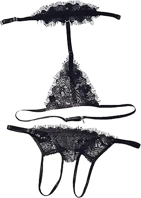 MITNI by NaNiKa Design - Handmade Sheer Lingerie Set with Choker. Black See Through 2 Piece Lingerie with Lace Bra and Panties Perfect for Honeymoon. Womens Lingerie S-XL. Best Present in Lovely Box