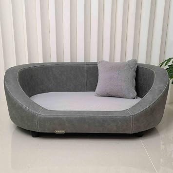 Pet Bed, Solid Wood Sofa Bed, with Removable Mattress Cover Suitable Dog Bed/cat Bed, Usable in All Seasons Elevated Pet BedGray,48x33.8in/122x86cm