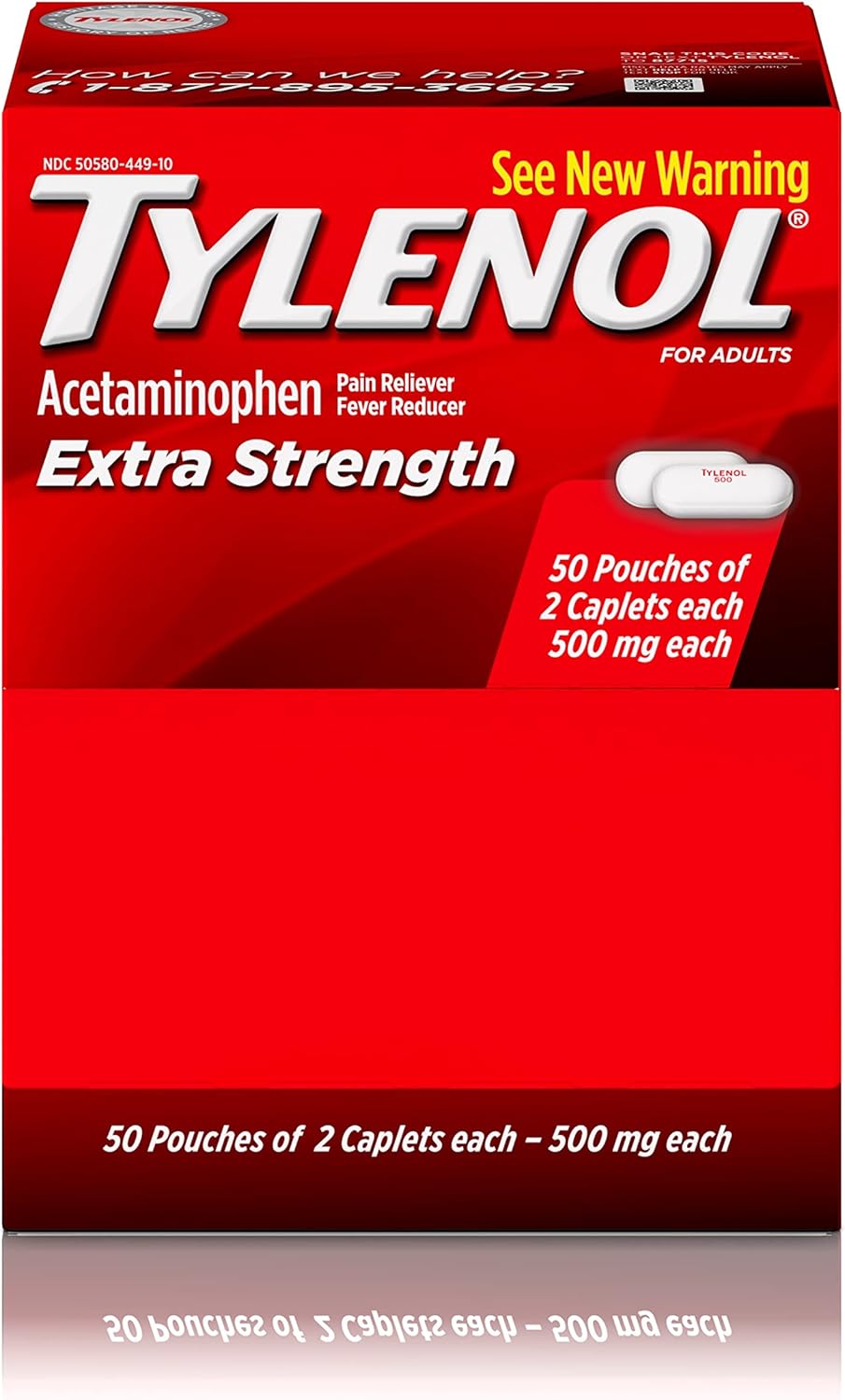 كبسولات تخفيف الألم Tylenol ذات القوة الإضافية مع 500 ملغ أسيتامينوفين ، مسكن للألم وجلد مخفض للصداع ، آلام الظهر وراحة آلام الدورة الشهرية ، 50 نقطة من 2 كبسولة كل منها ، 100 قيراط